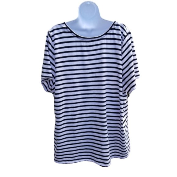 Lane Bryant Striped Tee Top Black & White 26-28 - Picture 2 of 6
